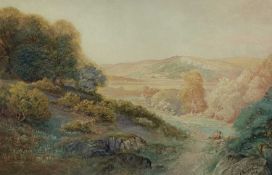 CHARLES R. WOOD watercolour - entitled verso 'The Conwy Valley from Dullyn Glan', with Royal Academy