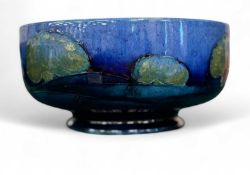 WILLIAM MOORCROFT MOONLIT BLUE FOOTED BOWL, impressed and painted signature marks, 16cm (d)