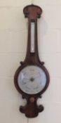19TH CENTURY ROSEWOOD ONION TOP WHEEL BAROMETER, C.J. Gray, Liverpool, with silvered dial and