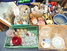 ASSORTED CERAMICS AND GLASSWARE, also framed prints (5 boxes)