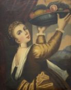 AFTER TITIAN (19th century) oil - girl with platter, unsigned, 62 x 50cms Provenance: private