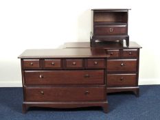 PAIR OF STAG MINSTREL BEDROOM CHESTS, 72 (h) x 107 (w) x 46cms (d); and a Stag Minstrel bedside