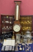 ASSORTMENT OF COLLECTABLES, including two display cabinets of collector's spoons, mahogany cased