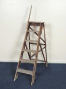SET OF VINTAGE WOODEN STEPLADDERS Provenance: East Cheshire country house