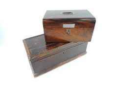 VICTORIAN PINE BOX, 39.5cm x 20cm x 16.5cm; also a LATE VICTORIAN WALNUT PRESENTATION BOX, 27cm x