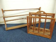 ERCOL ELM PLATE RACK, 96cm (w), also a COTSWOLD STYLE WALNUT MAGAZINE RACK, 44cm (w) (2) Provenance: