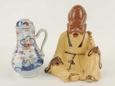 CHINESE IMARI JUG, Kangxi, with associated cover, 14.5cm, also a CHINESE POTTERY FIGURE OF SHOU LAO,