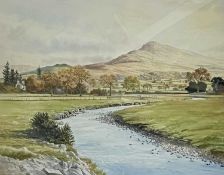 MAX A. HAMBLEN watercolour - The head of the Dee, Bala, signed, 55cm x 73cm. comments: both framed