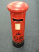 DECORATIVE PAINTED METAL RED POST BOX, modern, 102cm (h) Provenance: private collection Conwy