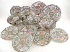 TWO CHINESE FAMILLE ROSE PLATES, early 19th Century, 20.5cm (d), also THREE CANTON FAMILLE ROSE