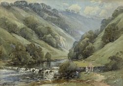 HAROLD GRESLEY (1892-1967) watercolour - entitled verso 'The Entrance to Dovedale - Nth Derbyshire',