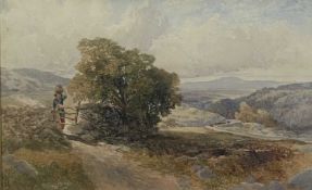 JAMES WILLIAM WHITTAKER (British 1828-1876) watercolour - entitled verso 'Crossing the Stile Near