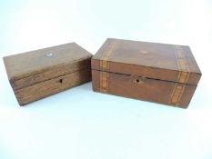 VICTORIAN PARQUETRY INLAID TRINKET BOX, interior fitted with lift-out tray, 25.5cms (diam.), and