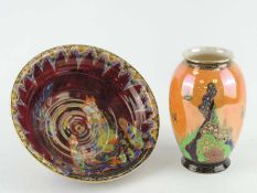 CROWN DEVON FIELDINGS LUSTROUS BOWL, pattern no. 2407, 25cm (d); also a CROWN DEVON FIELDINGS