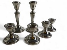 PAIR OF ELIZABETH II SILVER CIRCULAR CANDLESTICKS, with loaded bases, Sheffield 1972, 14.5cms (h),