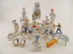 COLLECTION OF RUSSIAN FIGURINES, FIGURES & ANIMALS, 17cms the tallest Provenance: private collection