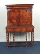 WILLIAM & MARY WALNUT & BOXWOOD LINE INLAID SECRETAIRE CHEST ON STAND, c. 1695, elements of the