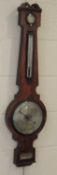 MAHOGANY WHEEL BAROMETER by N. Whitehouse, Leicester Square, 8 inch main dial, 99cms (h) Provenance: