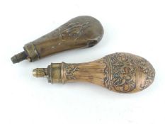 TWO COPPER POWDER FLASKS Provenance: private collection Cheshire
