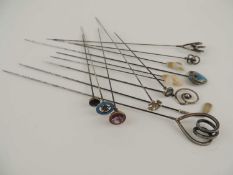 SMALL COLLECTION OF HATPINS including three examples by Charles Horner, Chester 1908/09/10, and