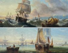 WILLIAM CALCOTT KNELL (1830-1876) pair of oils on board - sailing ships, signed and dated 1861 lower