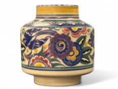 CARTER STABLER ADAMS POOLE VASE 1920s, shape 960, 'He Pattern' (bluebird) design by Truda Adams,16cm