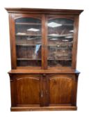 LATE VICTORIAN MAHOGANY LIBRARY BOOKCASE, circa 1880-1900, retailed by B Philips & Sons, Bristol,