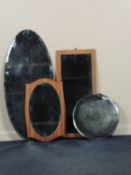 FOUR VINTAGE WALL MIRRORS, largest 102cms  Provenance: private collection Flintshire