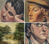 T. MURRAY SHAW (20th century Northern School) two double-sided oils on board - three portraits and a