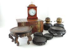 ASSORTED COLLECTABLES including Victorian brass bound walnut writing box, 30cms (w), pair of painted