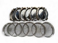 SET OF SIX GEORGE V SILVER BRIDGE TRAYS, maker JCV, Chester 1929, gross weight 172g; also set of six