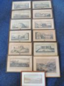 SAMUEL & NATHANIEL BUCK eleven topographical engravings - Welsh castles and various landmarks,