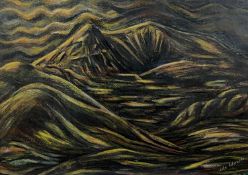 IOLA EDWARDS (Welsh b.1987) mixed media - impressionist mountainscape, signed lower right, 43.5 x
