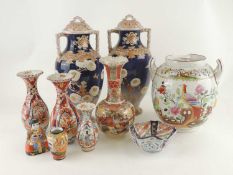 PAIR OF JAPANESE SATSUMA LIDDED VASES, Taisho (1912-26), 35.5cm (h), also other JAPANESE CERAMICS