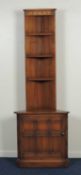 ERCOL MID STAINED CORNER DISPLAY STAND, 197 (h) x 68cms (w) Provenance: private collection Cheshire