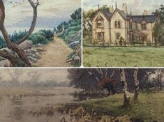 VARIOUS ARTISTS: J. C. SALMON watercolour - Country house, signed and dated 1900 lower right, 29 x
