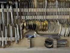 BUTLER CANTEEN OF SILVER PLATED CUTLERY, eight place settings, in original canteen box Provenance: