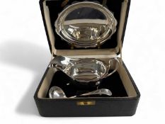 GEORGE VI SILVER SAUCEBOAT ON STAND, Edward Viners, Sheffield 1938, and a matched silver sauce