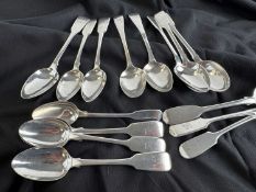 SELECTION OF GEORGE III & LATER SILVER TEASPOONS, including two Exeter 1829, William IV and