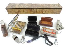 ROWNTREE 'WILLIAM SHAKESPEARE' COMMEMORATIVE TIN, also four VICTORIAN SNUFF BOXES, VINTAGE WHISTLES,