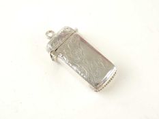 EDWARD VII SMALL RECTANGULAR SILVER VESTA CASE, scroll engraved decoration, William Hair Haseler,