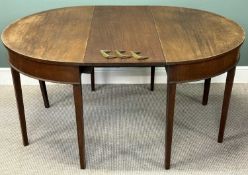 19TH CENTURY D-END DINING TABLE, with tapered square supports and centre leaf, 73.5 (h) x 154 (l)