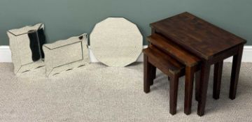 NEST OF THREE REPRODUCTION RECTANGULAR CAMPAIGN STYLE TABLES, 50 (h) x 59 (w) x 39cms (d) the