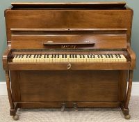 VINTAGE COMPACT MAHOGANY/WALNUT CASED 'BENTLEY' UPRIGHT PIANO, overstrung, Resonoura soundboard, 110