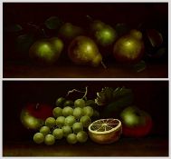 ‡ E. STEELE two oils on card - still lifes of fruit, signed lower right, 16 x 35cms Provenance: