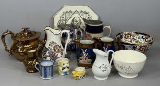 ASSORTED VICTORIAN & LATER CERAMICS, including a William Ewart Gladstone commemorative octagonal