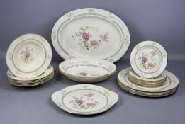 ROYAL KENT CHINA DINNER SERVICE, cream glazed with floral decoration and gilt border, 20 pieces