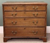EARLY 19TH CENTURY MAHOGANY DWARF CHEST of two short and three long graduated drawers, brass drop