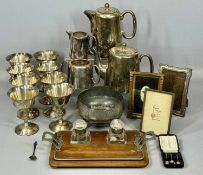 METALWARE & COLLECTABLES, including rectangular silver-faced photograph frame with oak back; Art