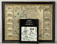 JOHN SPEED hand-coloured engraved map 'Wales', border with views of major towns, J. Sudbury & G.